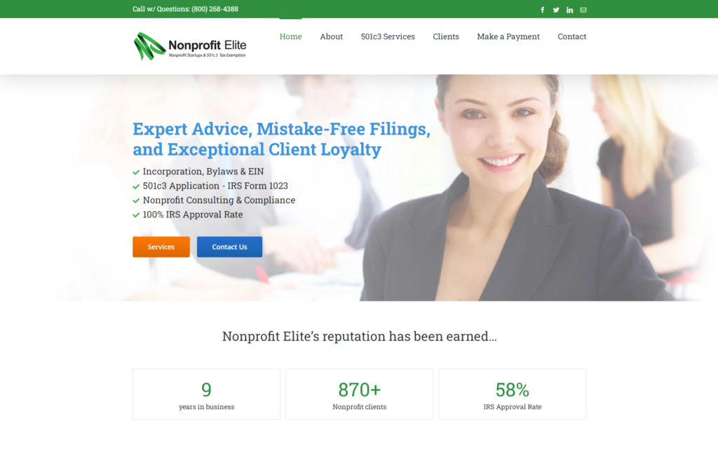 website design for nonprofit elite