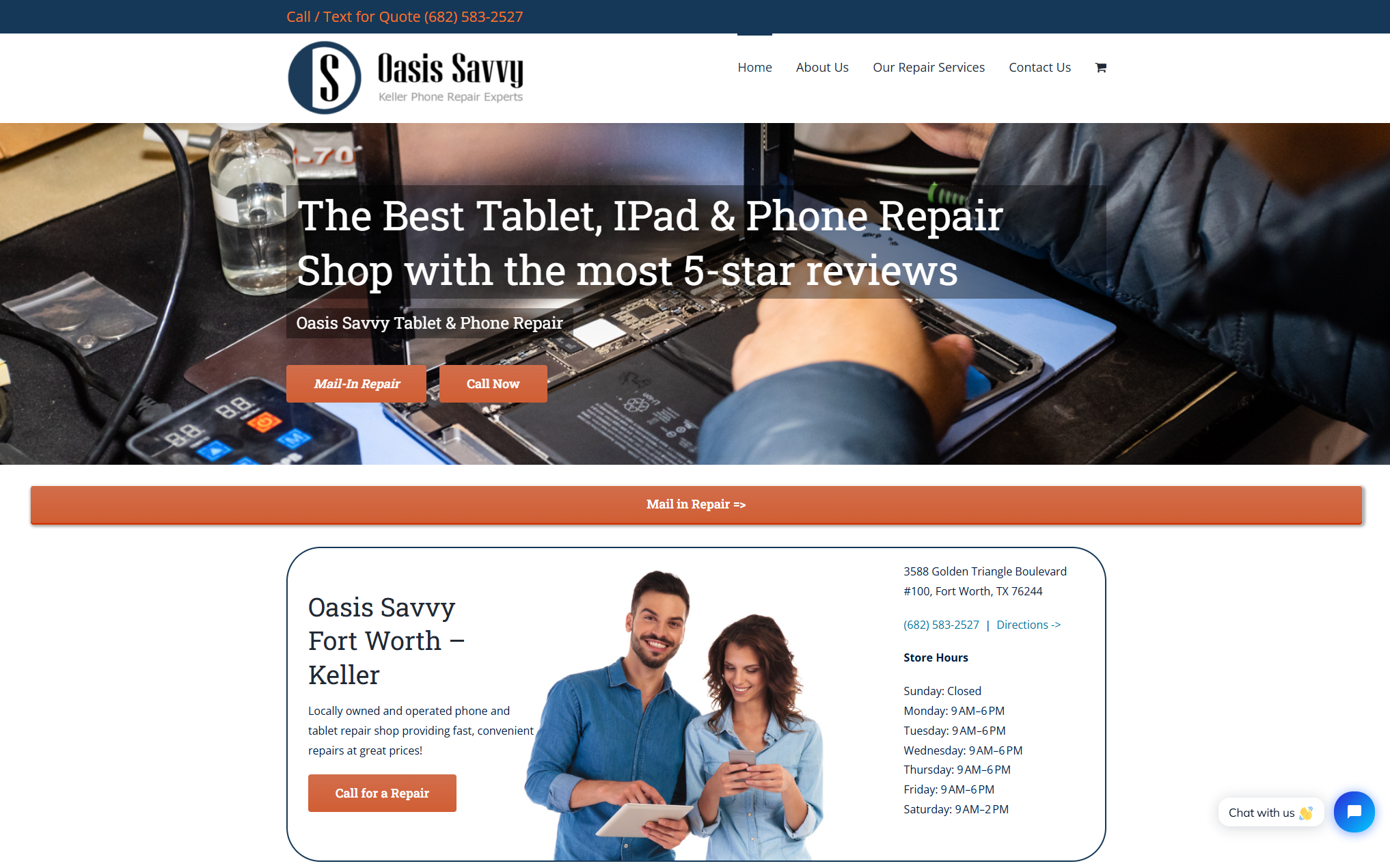 computer tablet and iphone repair shop web design and seo service