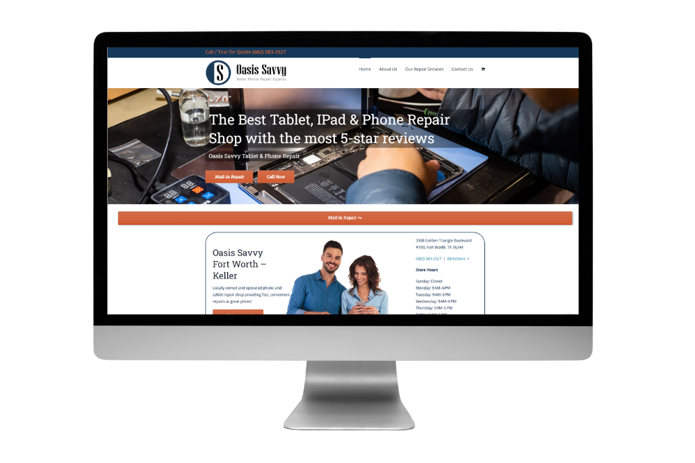 computer tablet and iphone repair shop web design and seo